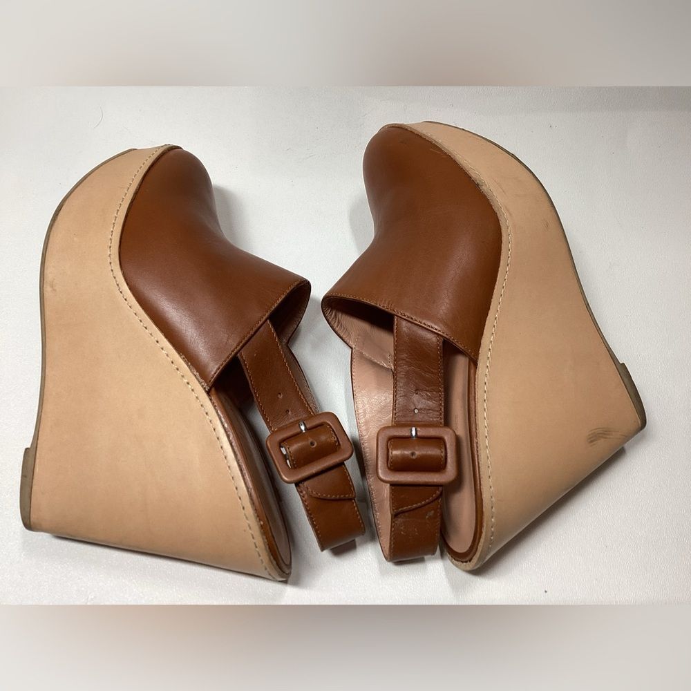 Robert Clergerie French' Brown ‎ Leather Ankle Strap Cognac Leather Heels EU 37 - Picture 8 of 16
